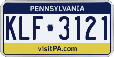PA license plate KLF3121