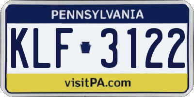 PA license plate KLF3122