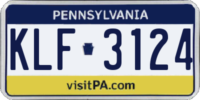 PA license plate KLF3124