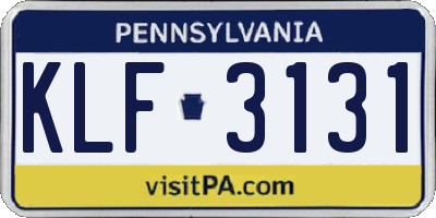 PA license plate KLF3131