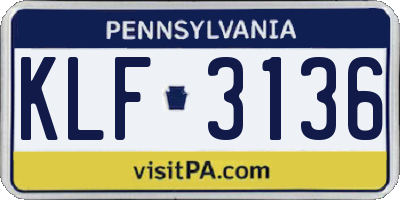 PA license plate KLF3136