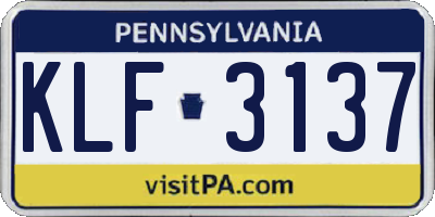 PA license plate KLF3137