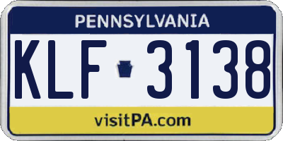 PA license plate KLF3138
