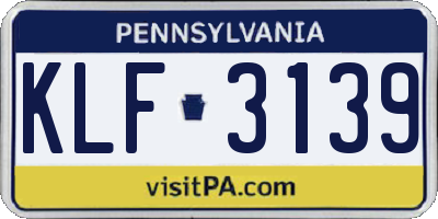 PA license plate KLF3139