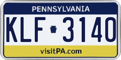 PA license plate KLF3140