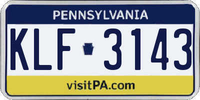PA license plate KLF3143