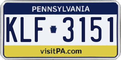 PA license plate KLF3151