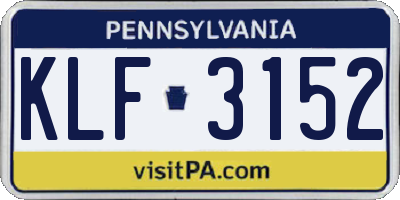 PA license plate KLF3152