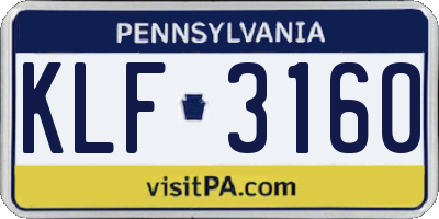 PA license plate KLF3160