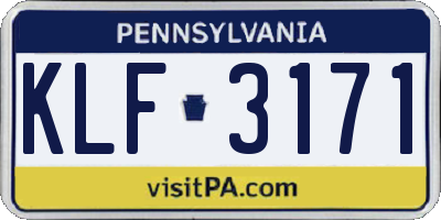 PA license plate KLF3171