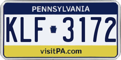 PA license plate KLF3172