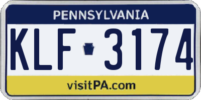 PA license plate KLF3174