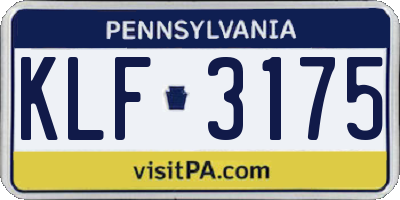 PA license plate KLF3175