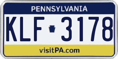 PA license plate KLF3178