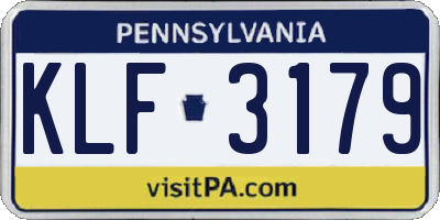PA license plate KLF3179
