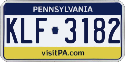 PA license plate KLF3182
