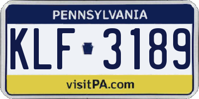 PA license plate KLF3189