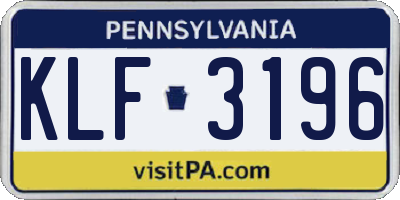 PA license plate KLF3196