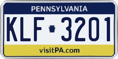 PA license plate KLF3201