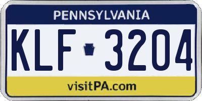 PA license plate KLF3204