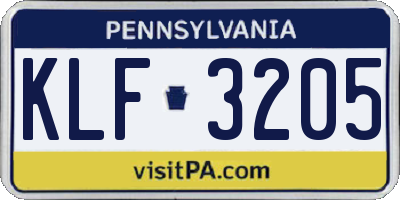 PA license plate KLF3205