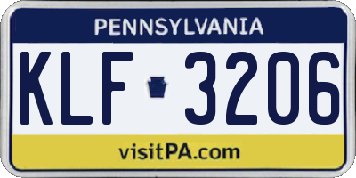 PA license plate KLF3206