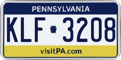 PA license plate KLF3208