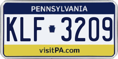 PA license plate KLF3209