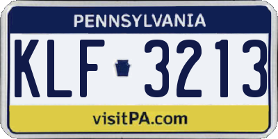 PA license plate KLF3213