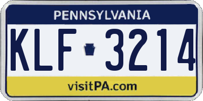 PA license plate KLF3214