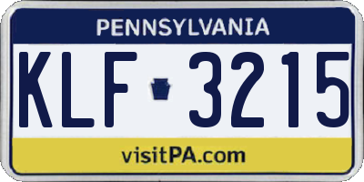 PA license plate KLF3215