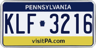 PA license plate KLF3216