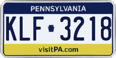 PA license plate KLF3218