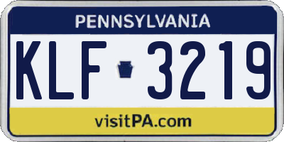 PA license plate KLF3219