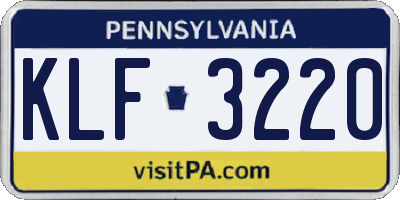 PA license plate KLF3220