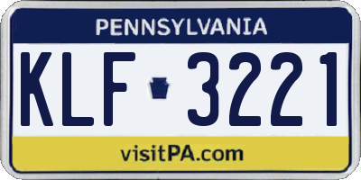 PA license plate KLF3221