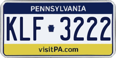 PA license plate KLF3222