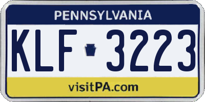 PA license plate KLF3223