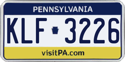 PA license plate KLF3226