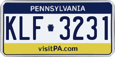 PA license plate KLF3231