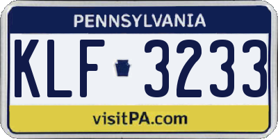 PA license plate KLF3233