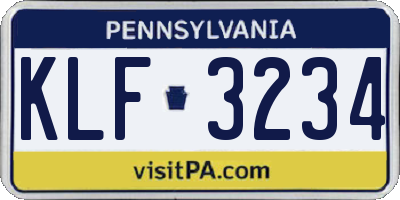 PA license plate KLF3234