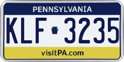 PA license plate KLF3235