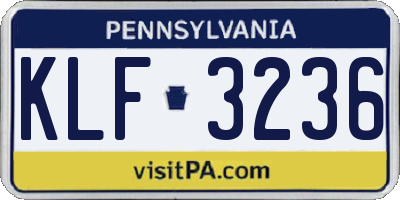 PA license plate KLF3236
