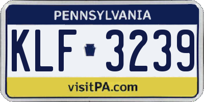 PA license plate KLF3239