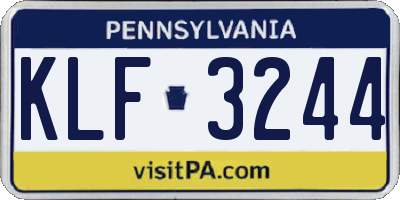 PA license plate KLF3244