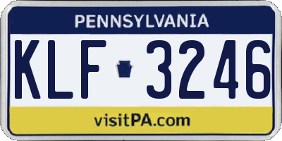 PA license plate KLF3246