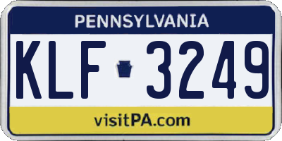 PA license plate KLF3249