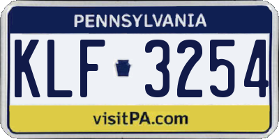 PA license plate KLF3254
