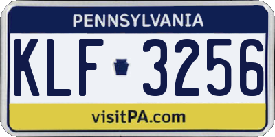 PA license plate KLF3256